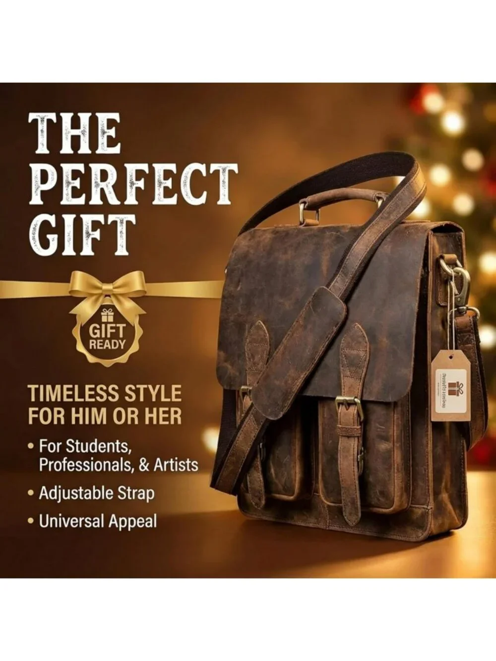 Vintage Brown Leather Laptop Messenger Bag | Unisex Office Briefcase & Travel